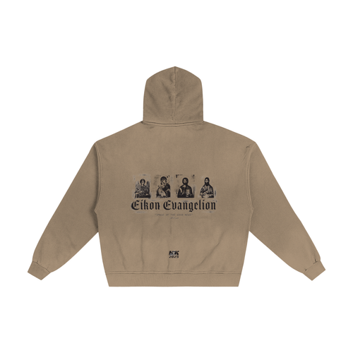 ICONOSTASIS - Eikon Evangelion, Hand-Frayed Sunfade Zip Hoodie